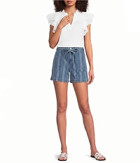 Code Bleu Chelsea Stripe High Rise Wide Leg Tie Waist Shorts