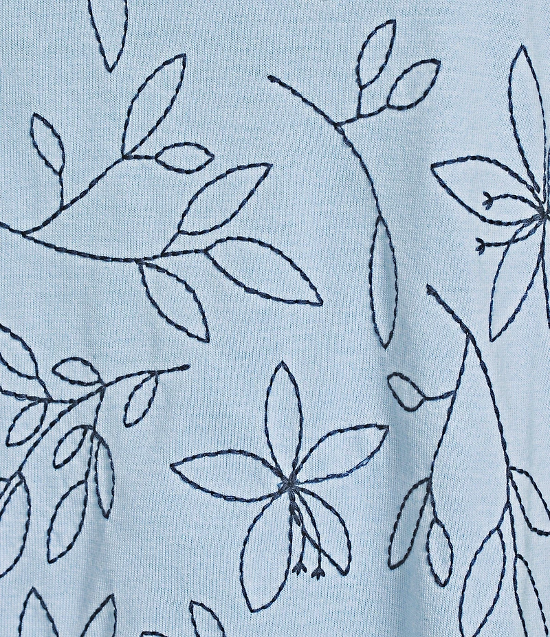 Code Bleu Crew Neck Short Sleeve Floral Embroidered Tee Shirt