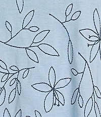 Code Bleu Crew Neck Short Sleeve Floral Embroidered Tee Shirt