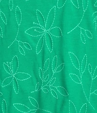 Code Bleu Crew Neck Short Sleeve Floral Embroidered Tee Shirt