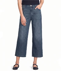 Code Bleu Denim High Rise Wide Leg Crop Length Elastic Back Jeans