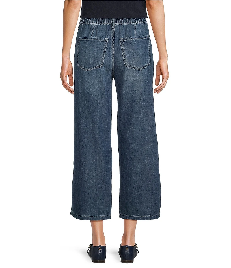 Code Bleu Denim High Rise Wide Leg Crop Length Elastic Back Jeans