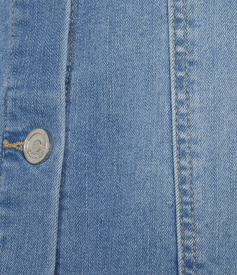 Code Bleu Embroidered Denim Point Collar Long Sleeve Classic Jacket