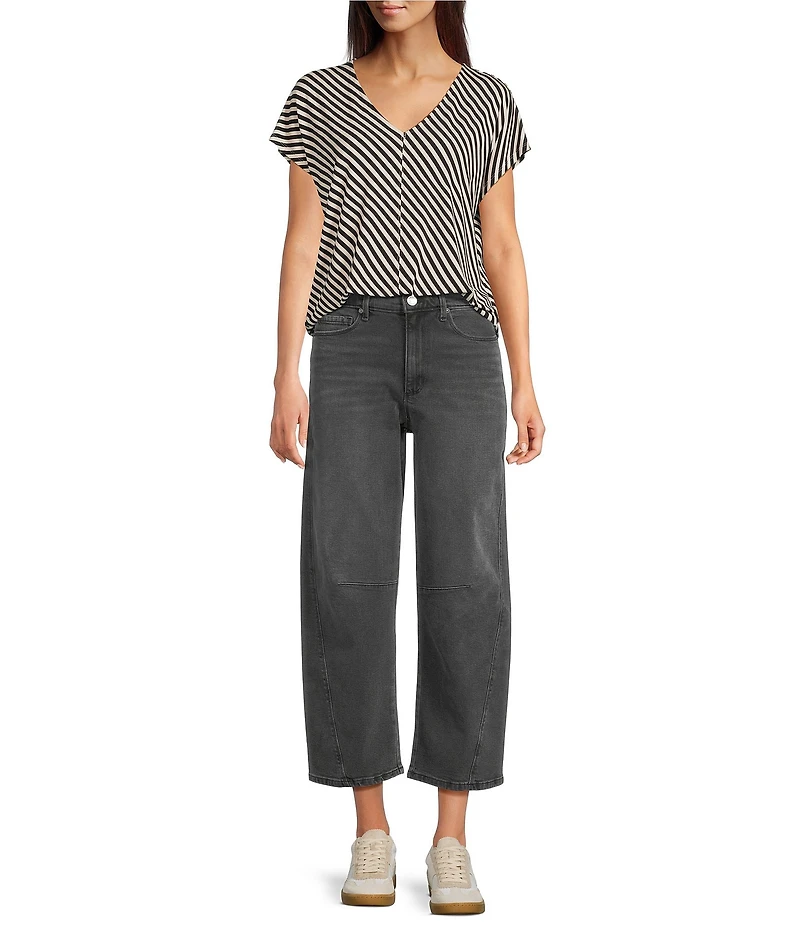 Code Bleu High Rise Cropped Barrel Leg Jeans