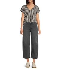 Code Bleu High Rise Cropped Barrel Leg Jeans