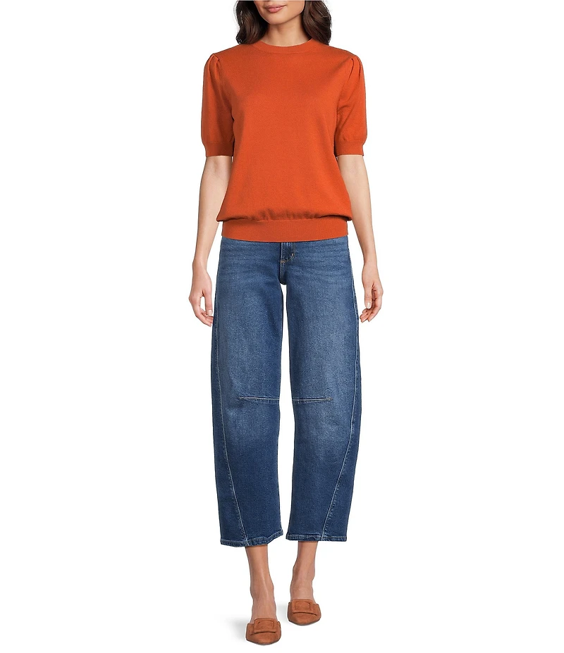 Code Bleu High Rise Cropped Barrel Leg Jeans