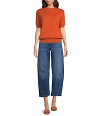 Code Bleu High Rise Cropped Barrel Leg Jeans