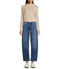 Code Bleu High Rise Cropped Barrel Leg Jeans
