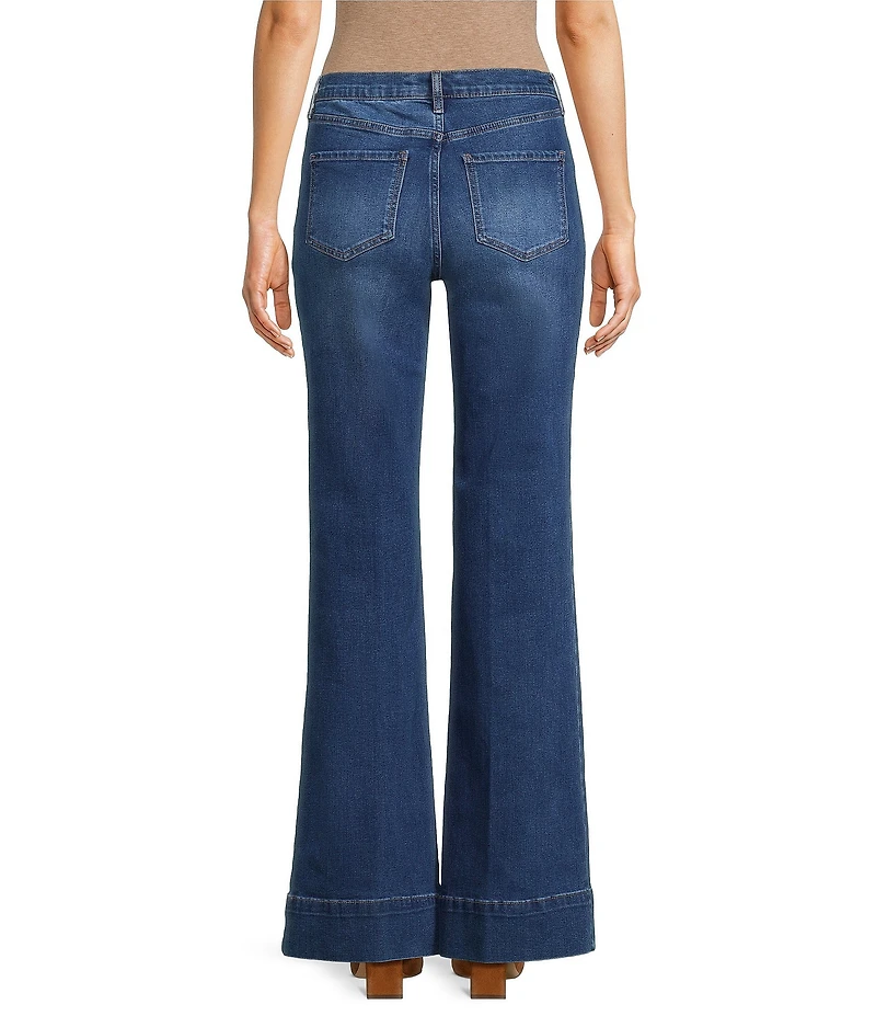 Code Bleu High Rise Patch Pocket Wide Leg Jeans