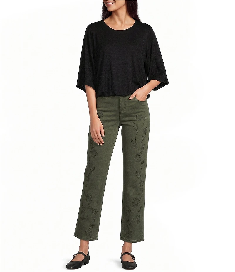 Code Bleu High-Rise Straight Leg Raw Hem Jean