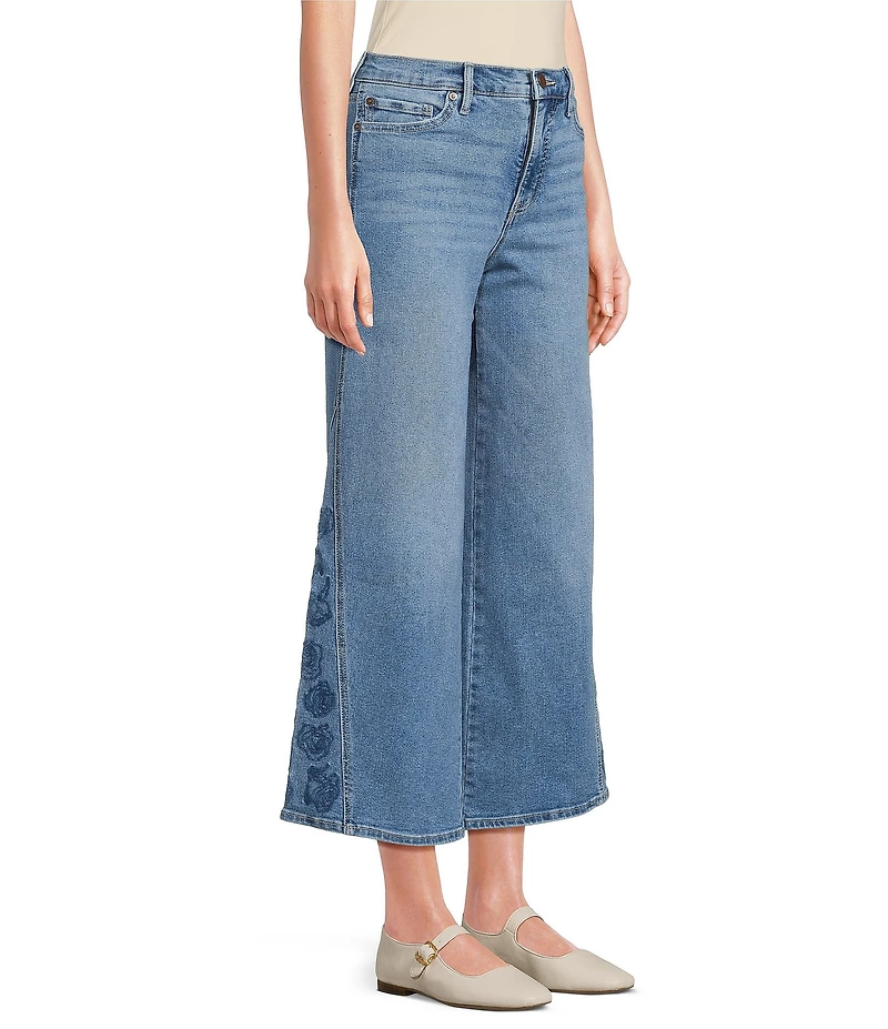Code Bleu High Rise Wide Leg Embroidered Side Panel Jean