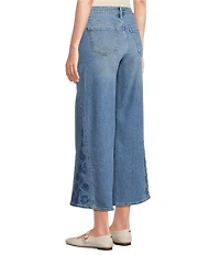 Code Bleu High Rise Wide Leg Embroidered Side Panel Jean
