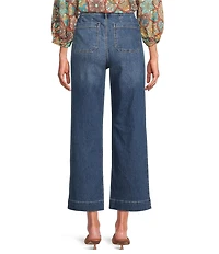 Code Bleu Hollywood Waist High Rise Wide Leg Patch Pocket Ankle Jeans