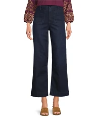 Code Bleu Hollywood Waist High Rise Wide Leg Patch Pocket Ankle Jeans