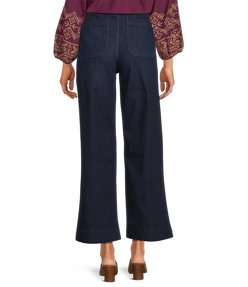 Code Bleu Hollywood Waist High Rise Wide Leg Patch Pocket Ankle Jeans
