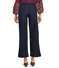 Code Bleu Hollywood Waist High Rise Wide Leg Patch Pocket Ankle Jeans