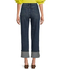 Code Bleu Hollywood Waist High Rise Wide Leg Cuffed Cropped Jeans