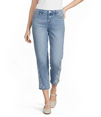 Code Bleu Petite Size Chelsea Embroidered High-Rise Slim Capri Jeans