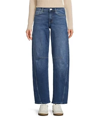 Code Bleu Petite Size High Rise Cropped Barrel Leg Jeans