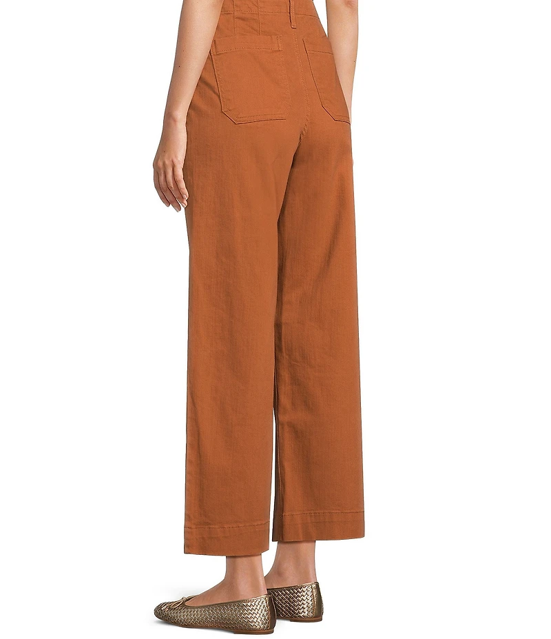 Code Bleu Petite Size High Rise Hollywood Waist Patch Pocket Wide Leg Jeans