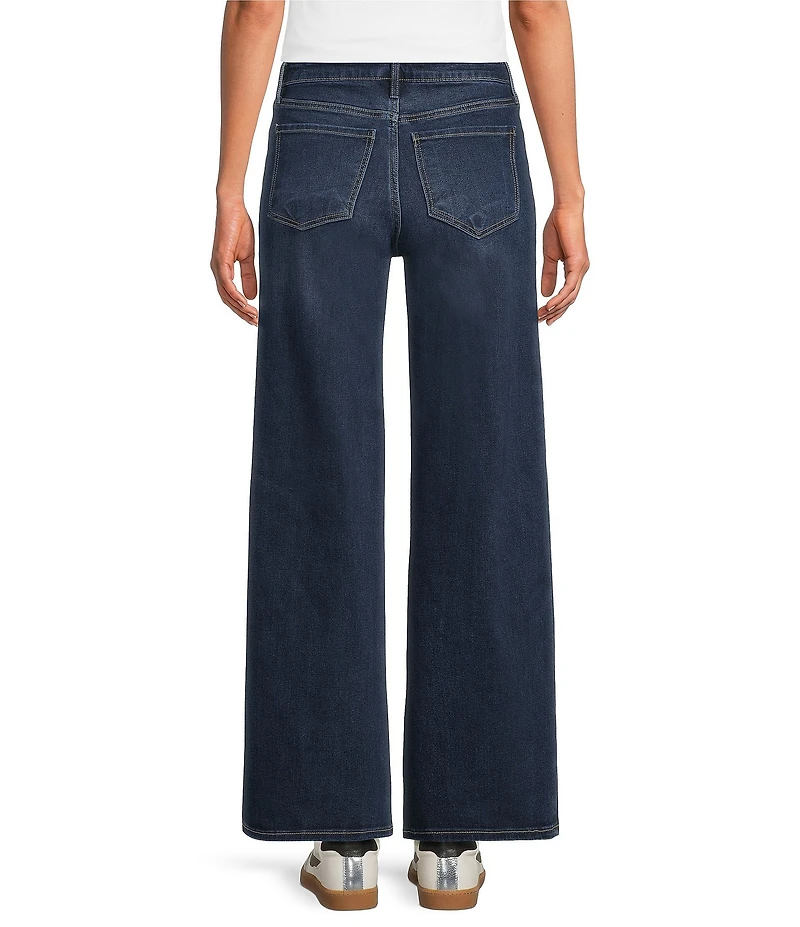 Code Bleu Petite Size High Rise Seam Detail Wide Leg Jeans