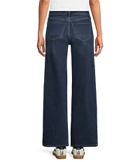 Code Bleu Petite Size High Rise Seam Detail Wide Leg Jeans
