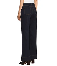 Code Bleu Petite Size High Rise Wide Leg Patch Pocket Jeans