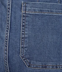 Code Bleu Petite Size Hollywood Waist High Rise Wide Leg Patch Pocket Ankle Jeans