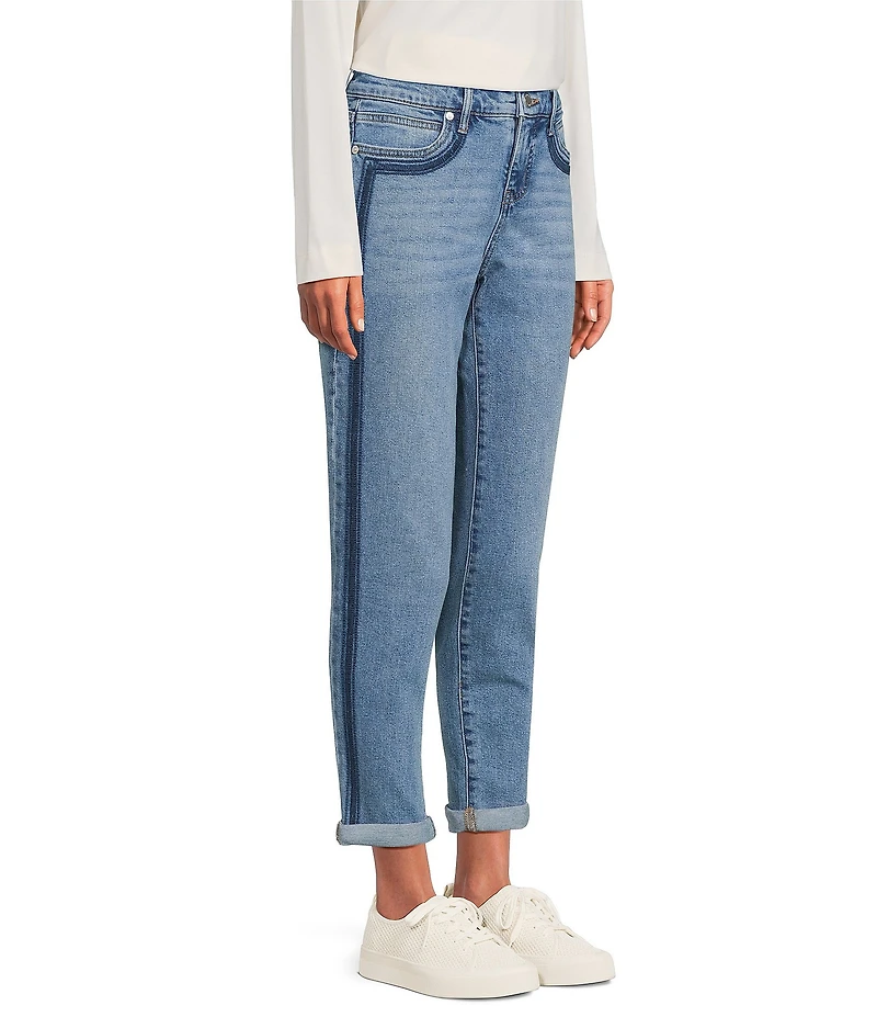 Code Bleu Petite Size Mid Rise Double Roll Cuff Hem Boyfriend Jeans