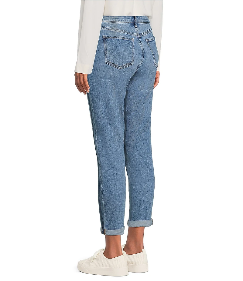 Code Bleu Petite Size Mid Rise Double Roll Cuff Hem Boyfriend Jeans