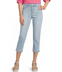 Code Bleu Petite Size Soho Mid-Rise Fray Cuff Hem Capri Jeans