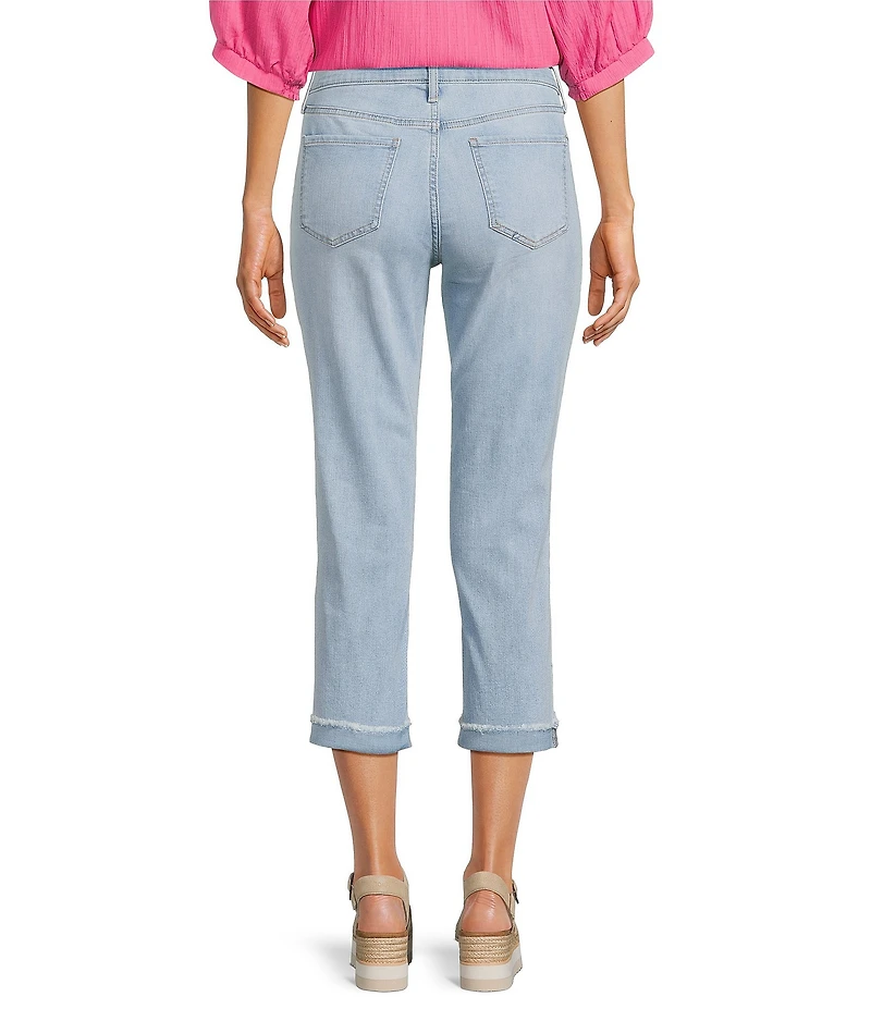 Code Bleu Petite Size Soho Mid-Rise Fray Cuff Hem Capri Jeans