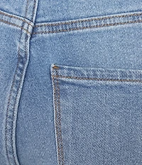 Code Bleu Petite Size Stretch Denim Straight Leg High Rise Double Fray Hem Jeans