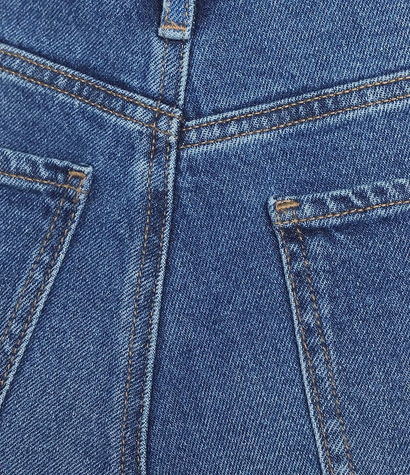 Code Bleu Petite Size Stretch Two Tone High Rise Wide Leg Cropped Jeans