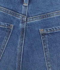 Code Bleu Petite Size Stretch Two Tone High Rise Wide Leg Cropped Jeans