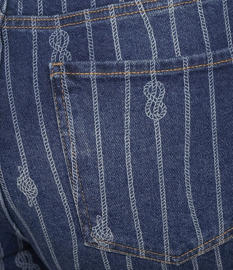 Code Bleu Plus Size Boho Mid Rise Laser Print Bermuda Denim Shorts