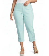 Code Bleu Plus Size Chelsea Embroidered High-Rise Slim Capri Jeans