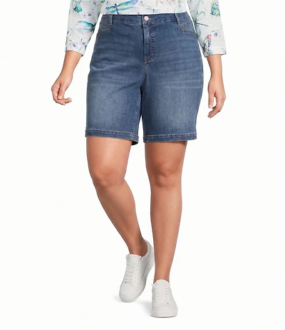 Code Bleu Plus Size Chelsea High Rise Denim Bermuda Shorts