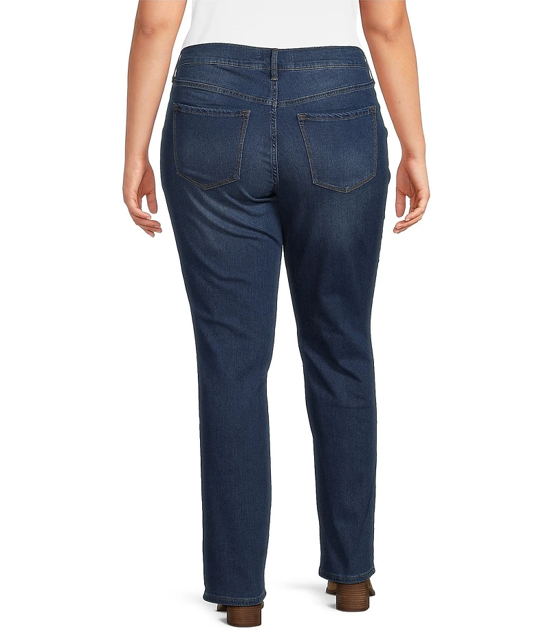 Code Bleu Plus Size Chelsea High Rise Denim Wash Straight Leg Jeans
