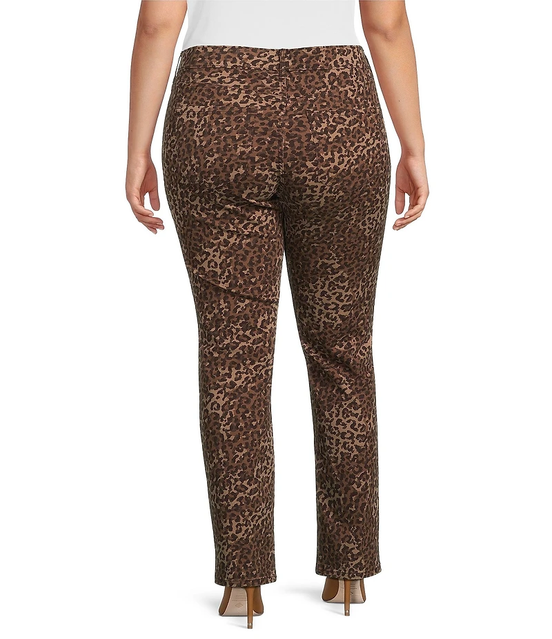 Code Bleu Plus Size Chelsea Leopard Print Straight Leg Jeans