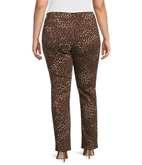 Code Bleu Plus Size Chelsea Leopard Print Straight Leg Jeans