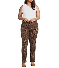 Code Bleu Plus Size Chelsea Leopard Print Straight Leg Jeans
