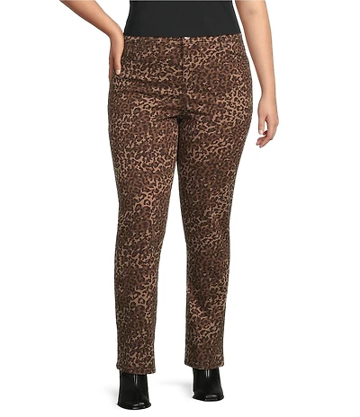 Code Bleu Plus Size Chelsea Leopard Print Straight Leg Jeans