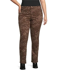Code Bleu Plus Size Chelsea Leopard Print Straight Leg Jeans