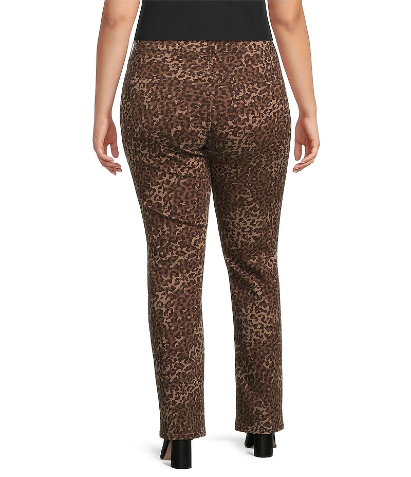 Code Bleu Plus Size Chelsea Leopard Print Straight Leg Jeans