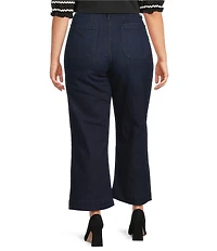 Code Bleu Plus Size Hollywood Waist High Rise Wide Leg Patch Pocket Ankle Jeans