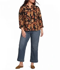Code Bleu Plus Size Hollywood Waist High Rise Wide Leg Patch Pocket Ankle Jeans