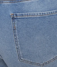 Code Bleu Plus Size Soho Mid Rise Double Button Rolled Cuff Denim Bermuda Shorts