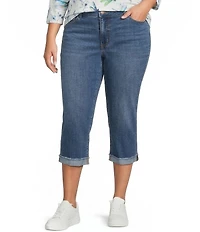 Code Bleu Plus Size Soho Mid Rise Fray Cuff Hem Capri Jeans