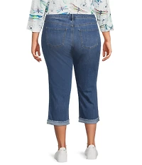Code Bleu Plus Size Soho Mid Rise Fray Cuff Hem Capri Jeans